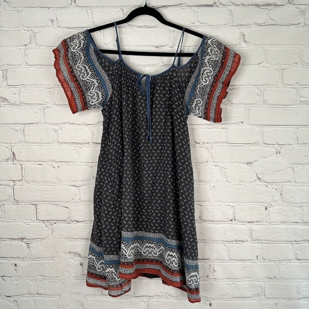 Free People Boho Mini Women’s Small Dress Cold Shoulder Flutter Sleeve